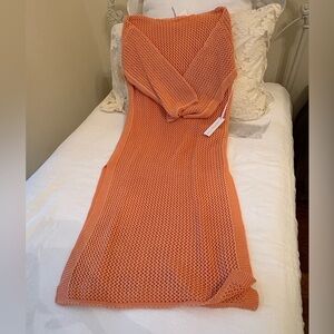 YFB Orange Knit Beach Island Maxi Dress